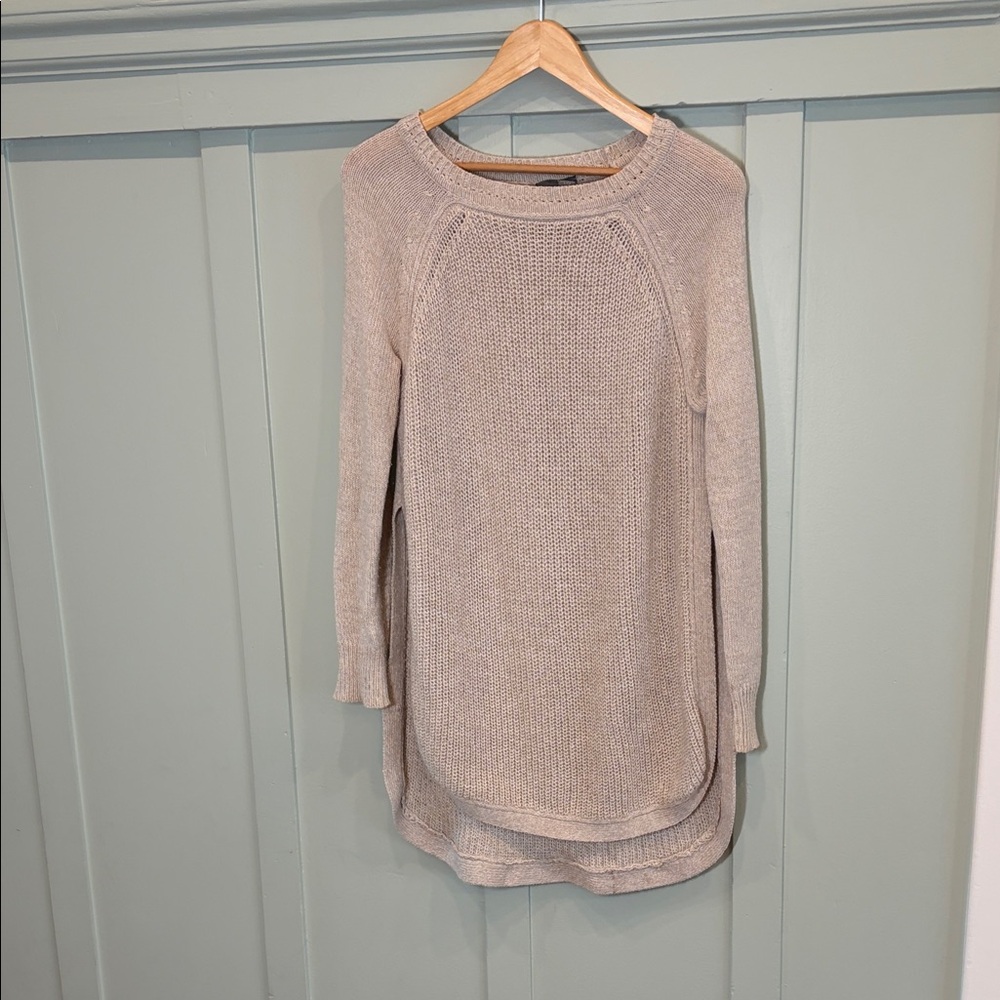Quinn Tan & White Marled Cotton-Blend Sweater – Women’s Small